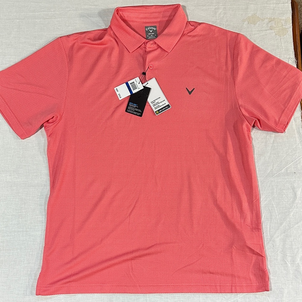 NWT Callaway Men's Vibrant Red Golf Polo. Mens size XL